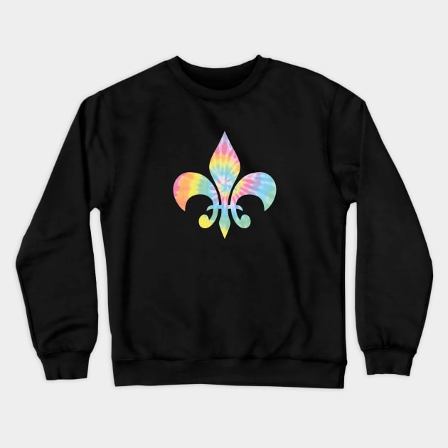 Pastel Tie Dye Fleur de Lis Crewneck Sweatshirt by aterkaderk